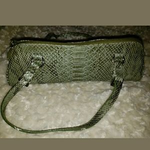 Green handbag bohbot faux snakeskin purse